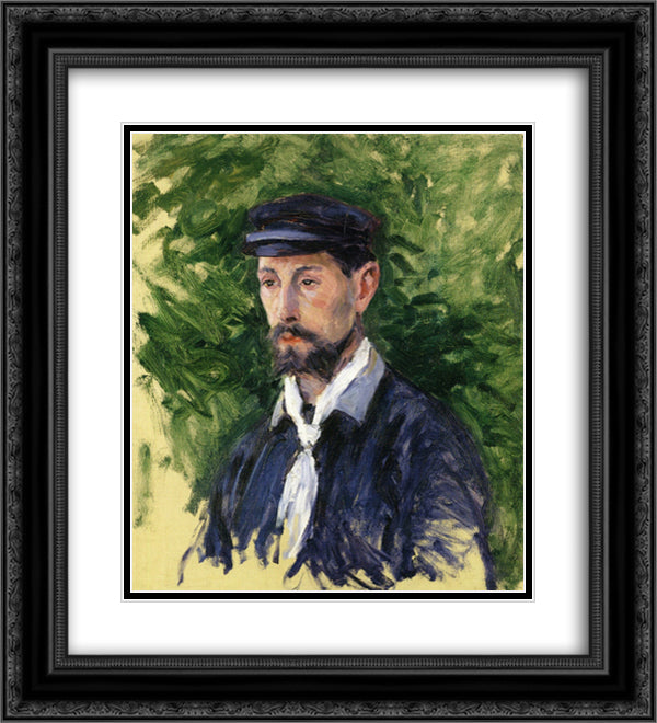 Bust Portrait of Eugene Lamy 20x22 Black Ornate Wood Framed Art Print Poster with Double Matting by Caillebotte, Gustave