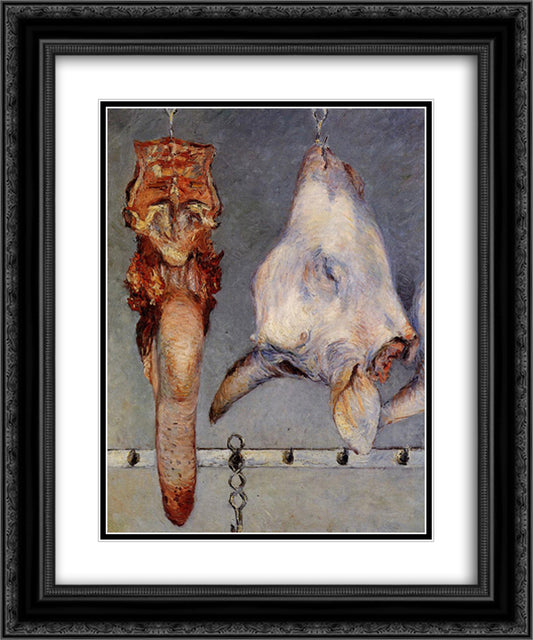 Calf, Head and Ox Tongue 20x24 Black Ornate Wood Framed Art Print Poster with Double Matting by Caillebotte, Gustave