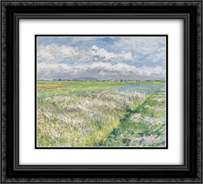 Fields, Plain of Gennevilliers 22x20 Black Ornate Wood Framed Art Print Poster with Double Matting by Caillebotte, Gustave