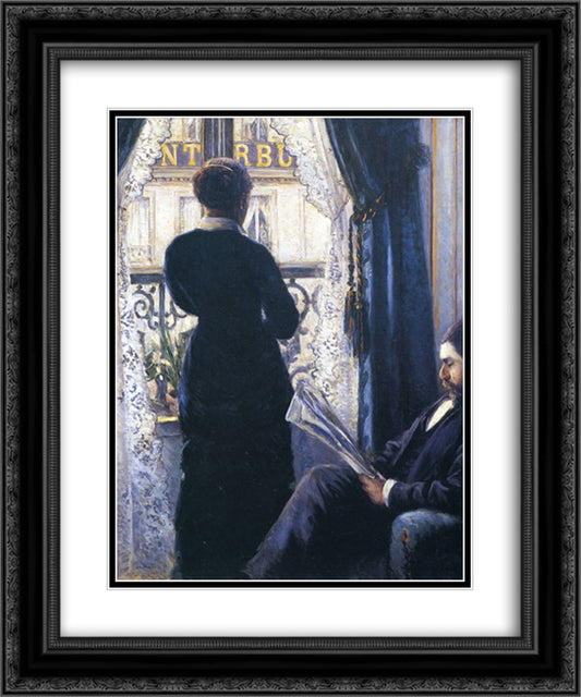 Interior, Woman at the Window 20x24 Black Ornate Wood Framed Art Print Poster with Double Matting by Caillebotte, Gustave