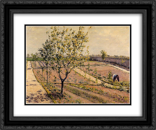 Kitchen Garden, Petit Gennevilliers 24x20 Black Ornate Wood Framed Art Print Poster with Double Matting by Caillebotte, Gustave