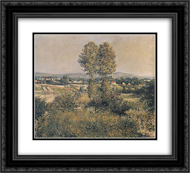 Landscape at Argenteuil 22x20 Black Ornate Wood Framed Art Print Poster with Double Matting by Caillebotte, Gustave