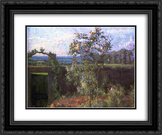 Landscape near Yerres 24x20 Black Ornate Wood Framed Art Print Poster with Double Matting by Caillebotte, Gustave