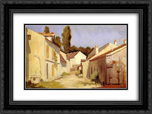 Le Clos des Abbesses 24x18 Black Ornate Wood Framed Art Print Poster with Double Matting by Caillebotte, Gustave