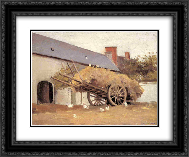 Loaded Haycart 24x20 Black Ornate Wood Framed Art Print Poster with Double Matting by Caillebotte, Gustave