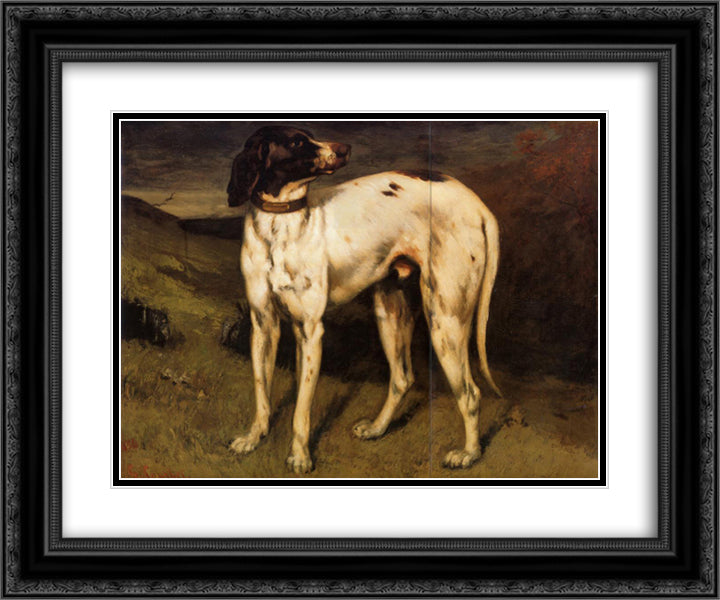 Dog from Ornans 24x20 Black Ornate Wood Framed Art Print Poster with Double Matting by Courbet, Gustave