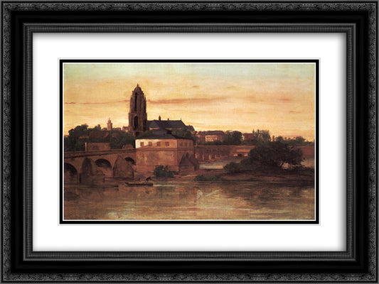 Frankfurt 24x18 Black Ornate Wood Framed Art Print Poster with Double Matting by Courbet, Gustave