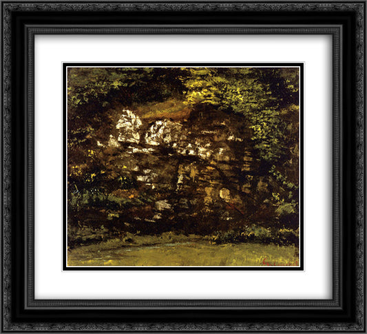 In the Woods 22x20 Black Ornate Wood Framed Art Print Poster with Double Matting by Courbet, Gustave