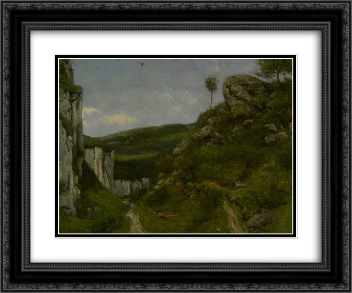 Landscape 24x20 Black Ornate Wood Framed Art Print Poster with Double Matting by Courbet, Gustave