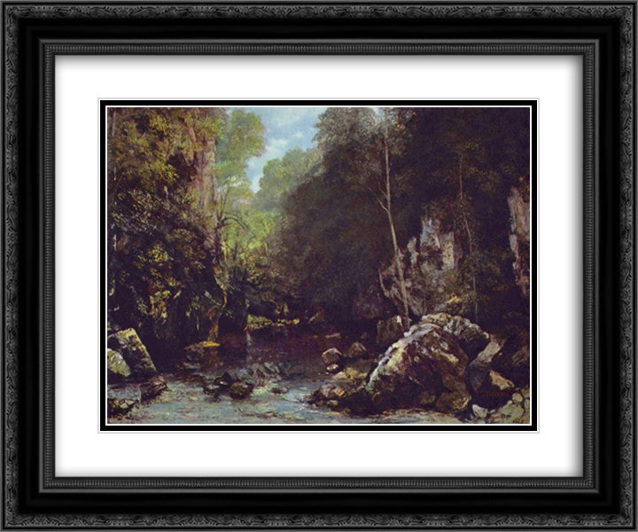 Landscape near Puits Noir, near Ornans 24x20 Black Ornate Wood Framed Art Print Poster with Double Matting by Courbet, Gustave