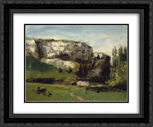 Landscape of Franche Comte 24x20 Black Ornate Wood Framed Art Print Poster with Double Matting by Courbet, Gustave