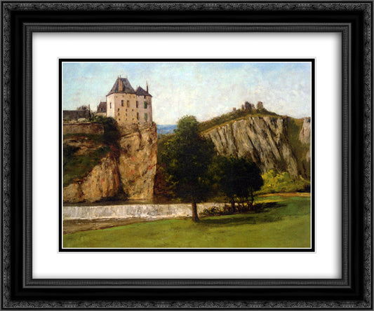 Le Chateau de Thoraise 24x20 Black Ornate Wood Framed Art Print Poster with Double Matting by Courbet, Gustave