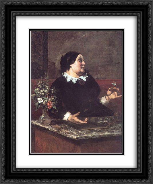 Mother Gregoire 20x24 Black Ornate Wood Framed Art Print Poster with Double Matting by Courbet, Gustave