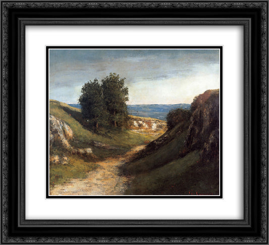 Paysage Guyere 22x20 Black Ornate Wood Framed Art Print Poster with Double Matting by Courbet, Gustave