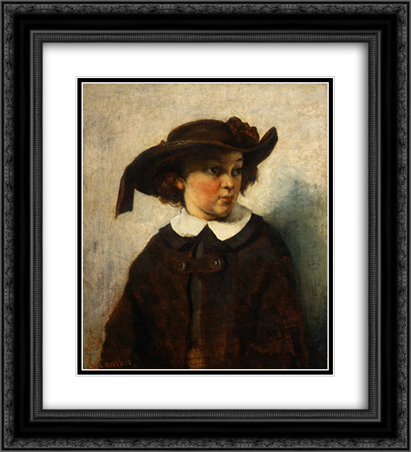 Portrait of a Young Girl 20x22 Black Ornate Wood Framed Art Print Poster with Double Matting by Courbet, Gustave