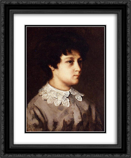 Portrait of a Young Girl from Salins 20x24 Black Ornate Wood Framed Art Print Poster with Double Matting by Courbet, Gustave