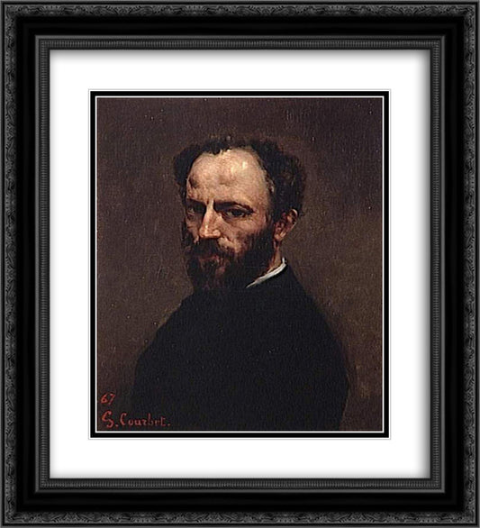 Portrait of Amand Gautier 20x22 Black Ornate Wood Framed Art Print Poster with Double Matting by Courbet, Gustave