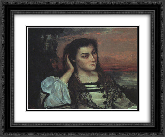 Portrait of Gabrielle Borreau 24x20 Black Ornate Wood Framed Art Print Poster with Double Matting by Courbet, Gustave