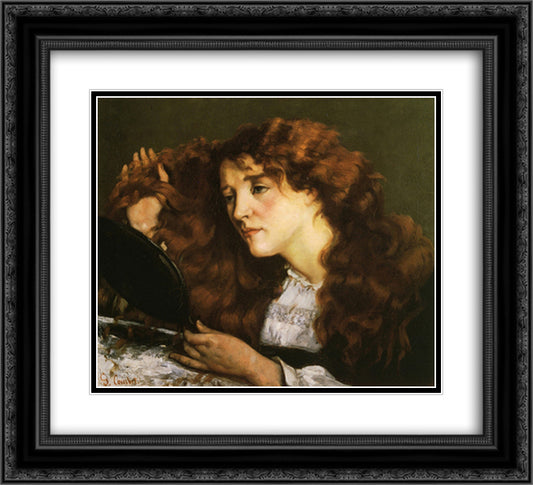 Portrait of Jo, the Beautiful Irish Girl 22x20 Black Ornate Wood Framed Art Print Poster with Double Matting by Courbet, Gustave