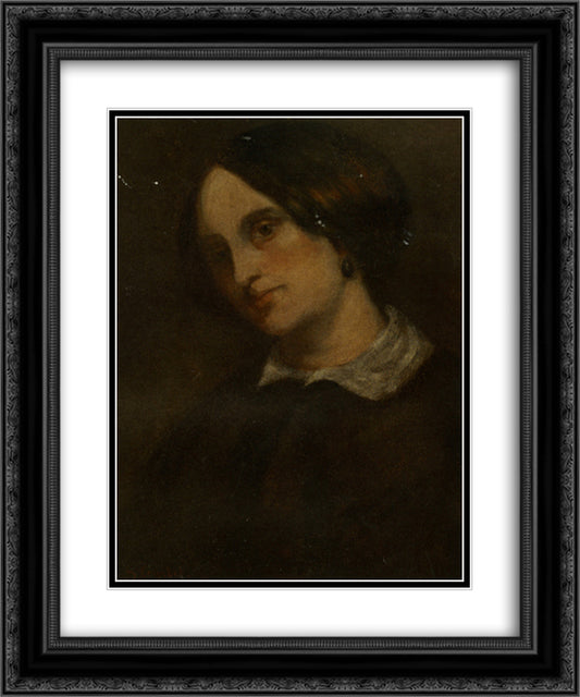 Portrait of Madthilde Couq 20x24 Black Ornate Wood Framed Art Print Poster with Double Matting by Courbet, Gustave