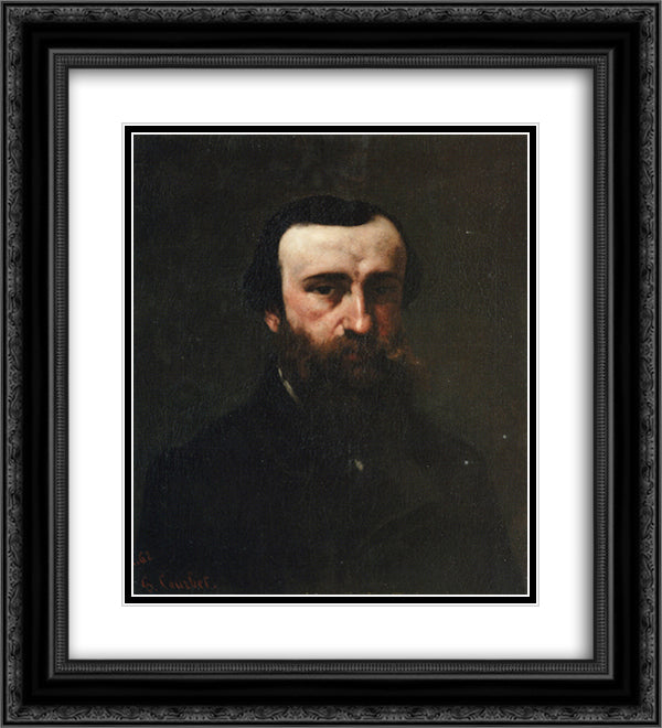 Portrait of Monsieur Nicolle 20x22 Black Ornate Wood Framed Art Print Poster with Double Matting by Courbet, Gustave