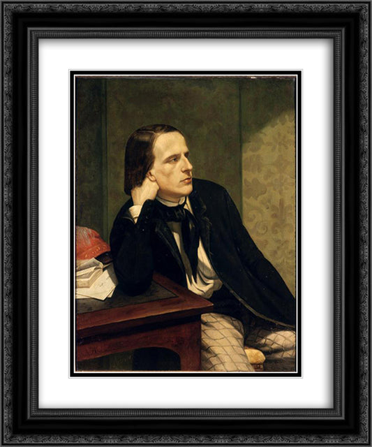 Portrait of Paul Ansout 20x24 Black Ornate Wood Framed Art Print Poster with Double Matting by Courbet, Gustave