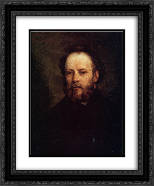 Portrait of Pierre Joseph Proudhon 20x24 Black Ornate Wood Framed Art Print Poster with Double Matting by Courbet, Gustave