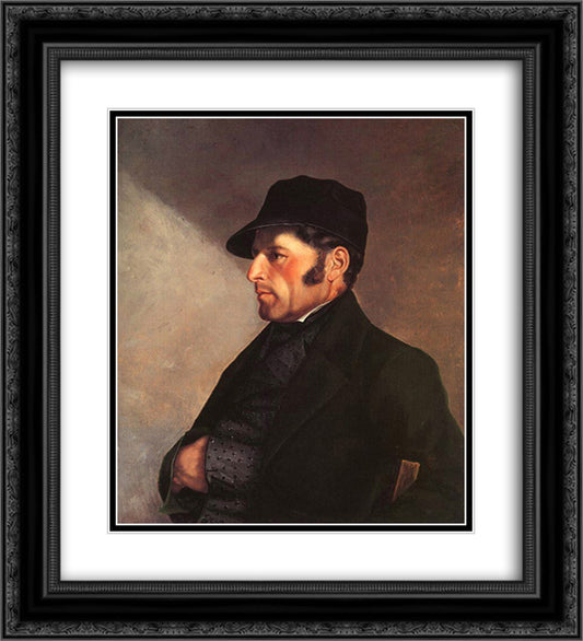 Portrait of the Artist's Father 20x22 Black Ornate Wood Framed Art Print Poster with Double Matting by Courbet, Gustave