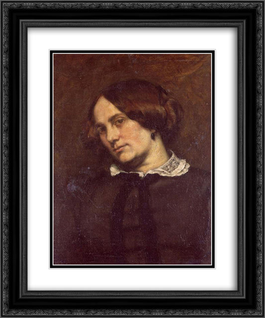 Portrait of Zelie Courbet 20x24 Black Ornate Wood Framed Art Print Poster with Double Matting by Courbet, Gustave