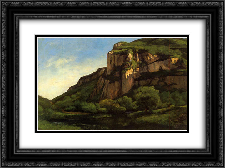 Rocks at Mouthier 24x18 Black Ornate Wood Framed Art Print Poster with Double Matting by Courbet, Gustave