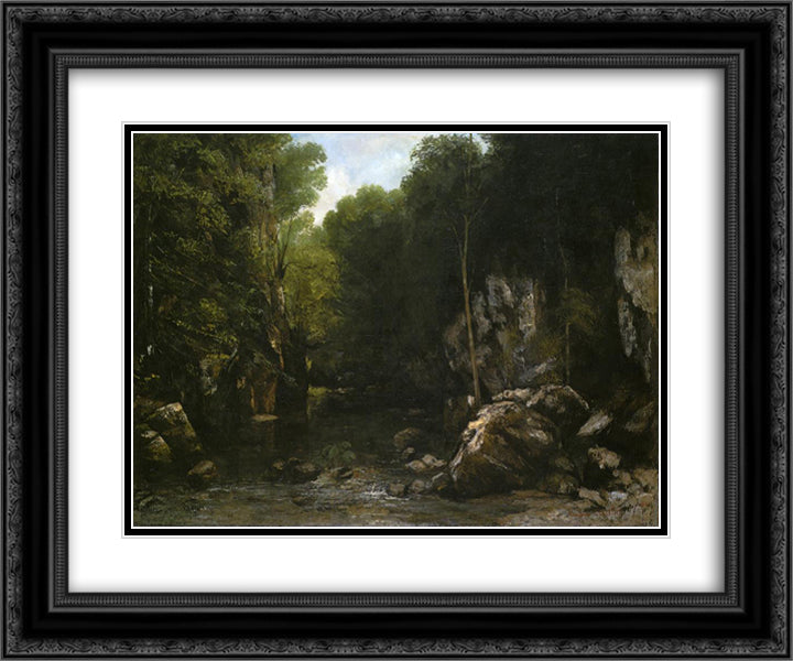 Solitude 24x20 Black Ornate Wood Framed Art Print Poster with Double Matting by Courbet, Gustave