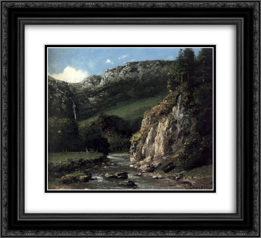 Stream in the Jura Mountains 22x20 Black Ornate Wood Framed Art Print Poster with Double Matting by Courbet, Gustave