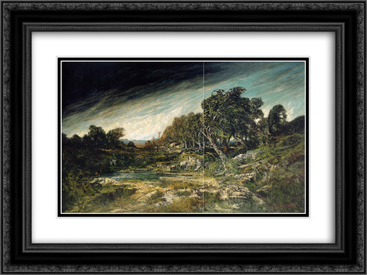 The Approaching Storm 24x18 Black Ornate Wood Framed Art Print Poster with Double Matting by Courbet, Gustave