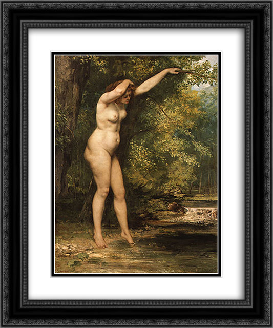 The Young Bather 20x24 Black Ornate Wood Framed Art Print Poster with Double Matting by Courbet, Gustave