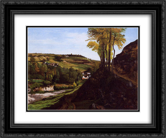 Valley of Ornans 24x20 Black Ornate Wood Framed Art Print Poster with Double Matting by Courbet, Gustave