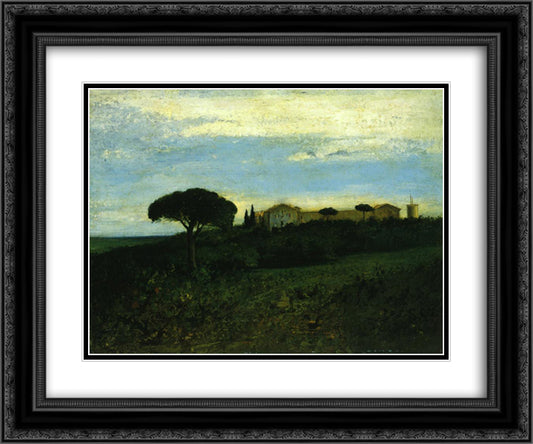 View of La Tour de Farges 24x20 Black Ornate Wood Framed Art Print Poster with Double Matting by Courbet, Gustave