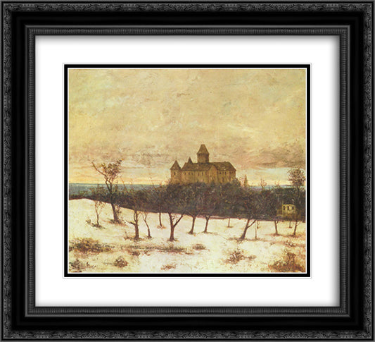 View of Neuenburger 22x20 Black Ornate Wood Framed Art Print Poster with Double Matting by Courbet, Gustave