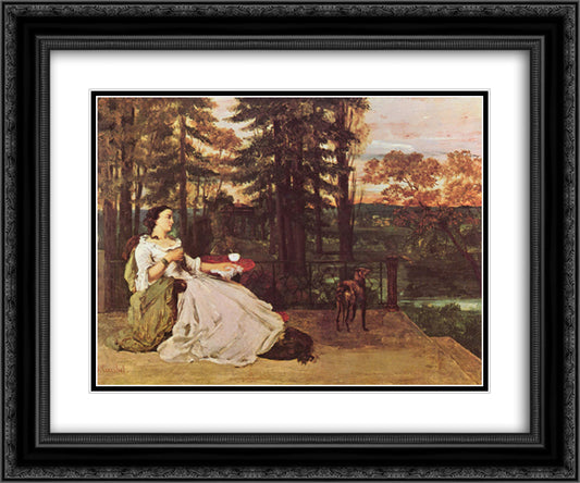 Woman of Frankfurt 24x20 Black Ornate Wood Framed Art Print Poster with Double Matting by Courbet, Gustave