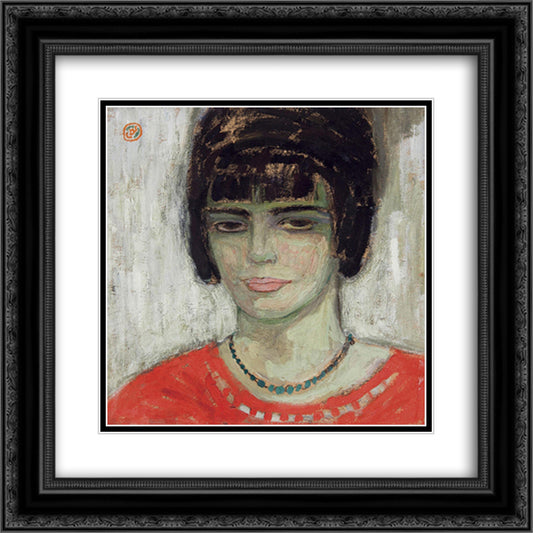 Hoofd Van Een Jonge Vrouw 20x20 Black Ornate Wood Framed Art Print Poster with Double Matting by Smet, Gustave de