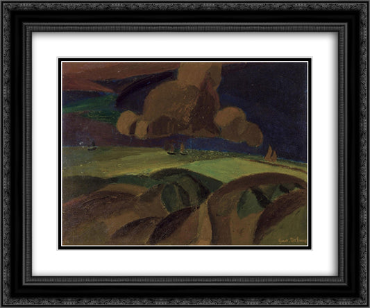 Landscape 24x20 Black Ornate Wood Framed Art Print Poster with Double Matting by Smet, Gustave de