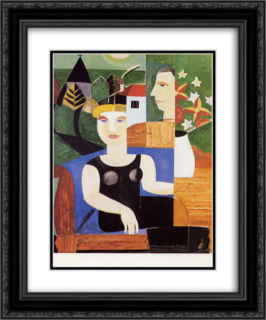 L'artiste et sa femme 20x24 Black Ornate Wood Framed Art Print Poster with Double Matting by Smet, Gustave de