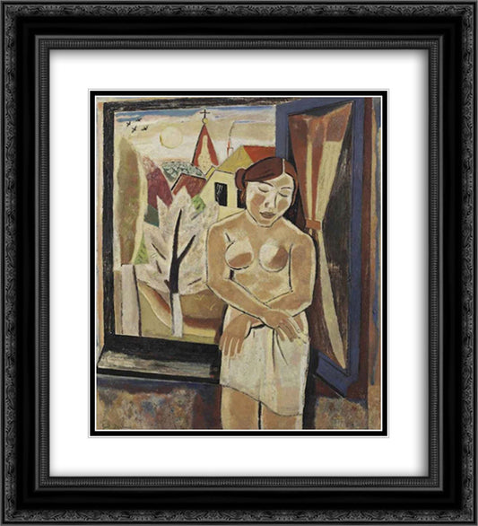 Nude by a window 20x22 Black Ornate Wood Framed Art Print Poster with Double Matting by Smet, Gustave de