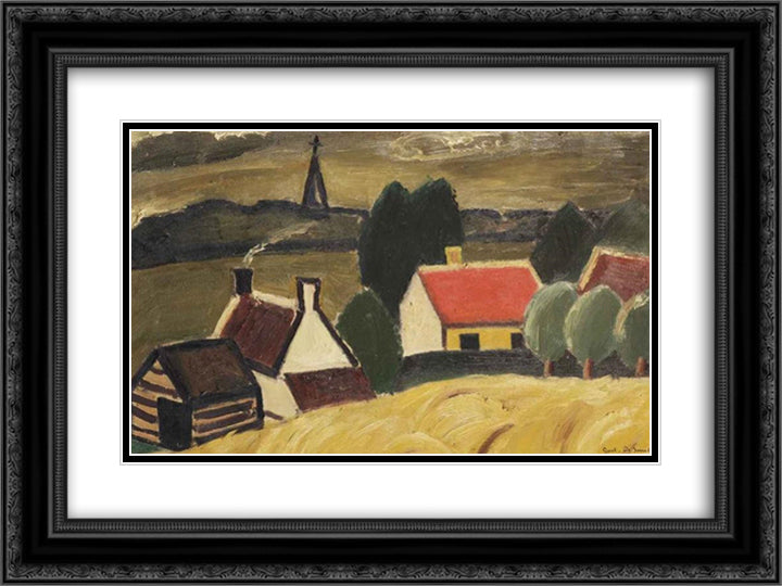 The ripe cornfield 24x18 Black Ornate Wood Framed Art Print Poster with Double Matting by Smet, Gustave de