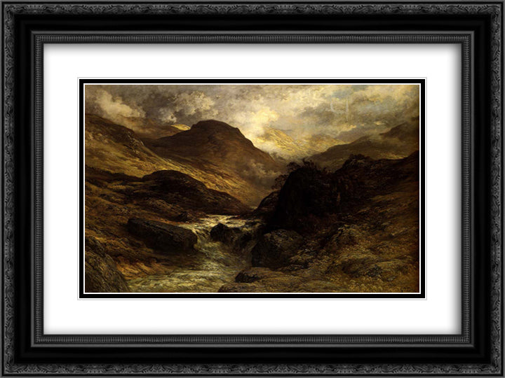 A Canyon 24x18 Black Ornate Wood Framed Art Print Poster with Double Matting by Dore, Gustave