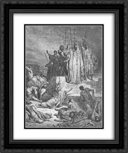 A Famine in Samaria 20x24 Black Ornate Wood Framed Art Print Poster with Double Matting by Dore, Gustave