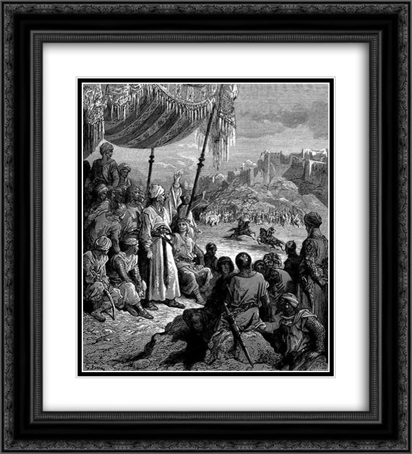 A Friendly Tournament 20x22 Black Ornate Wood Framed Art Print Poster with Double Matting by Dore, Gustave