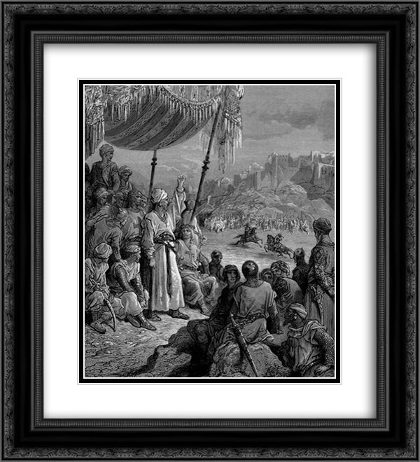 A Friendly Tournament during the Third Crusade in 1189 20x22 Black Ornate Wood Framed Art Print Poster with Double Matting by Dore, Gustave