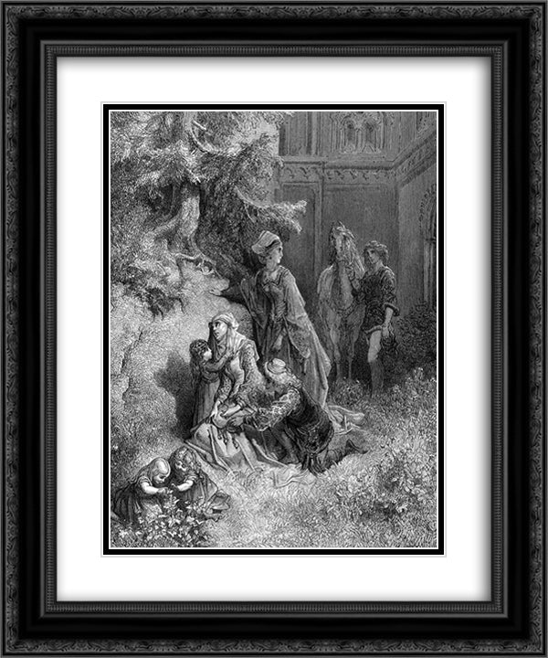 A Message from the East 20x24 Black Ornate Wood Framed Art Print Poster with Double Matting by Dore, Gustave