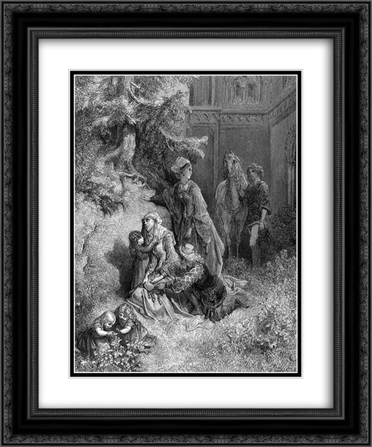 A Message from the East 20x24 Black Ornate Wood Framed Art Print Poster with Double Matting by Dore, Gustave