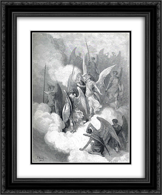 Abdiel and Satan 20x24 Black Ornate Wood Framed Art Print Poster with Double Matting by Dore, Gustave